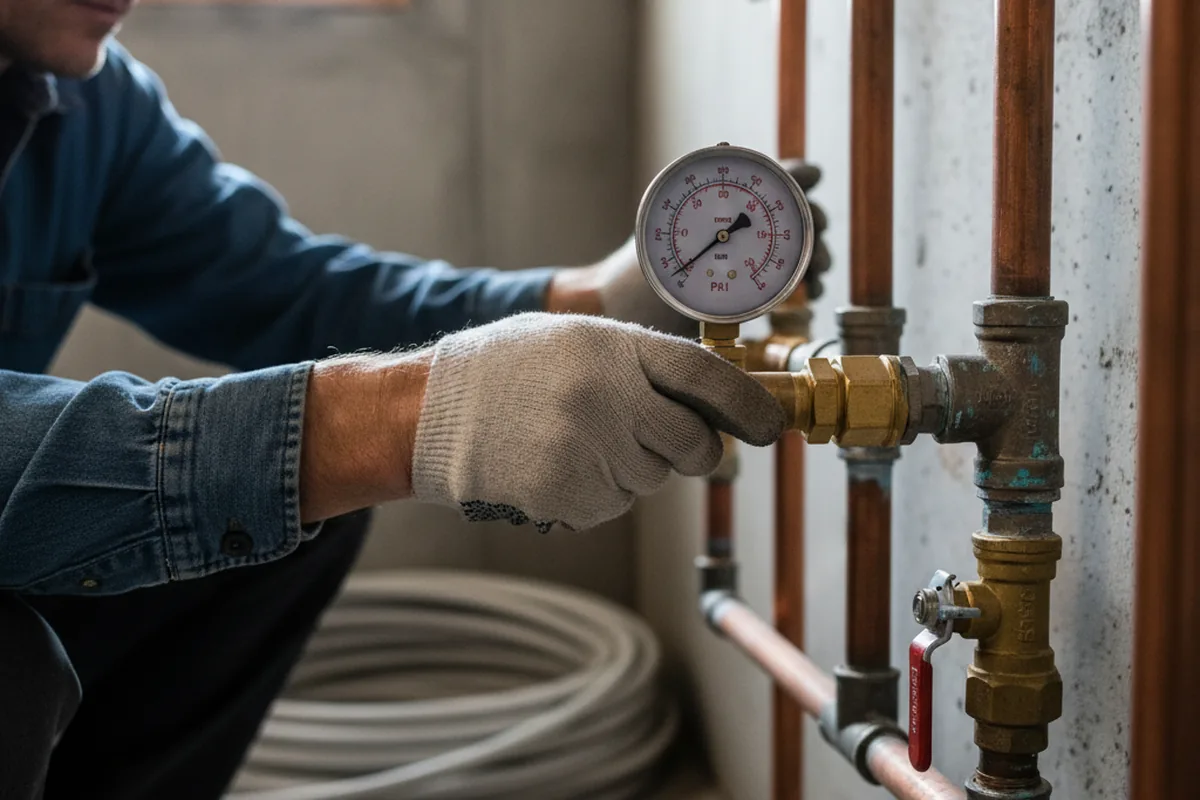 Pressure testing a repaired line during Water Line Repair in Chippewa Lake
